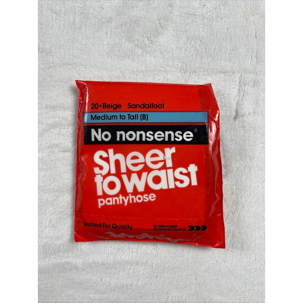 No Nonsense Vintage 1990 Sheer to Waist Pantyhose Beige Sandalfoot Med to Tall